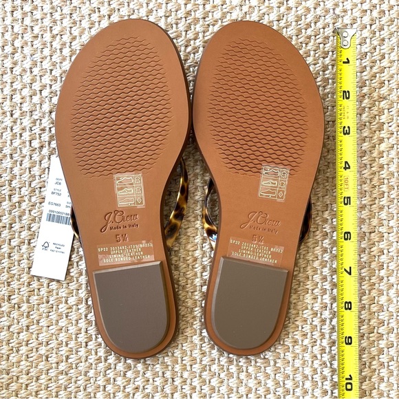 JCREW J.Crew SORENTO Leather Leopard Print Thong Sandals sz 5.5 ~ HONEY TORTOISE - Picture 2 of 8